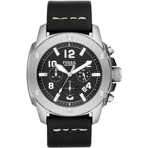 Fossil Modern Machine Chronograph Black Dial Black Leather Strap Watch for Men - FS4928 Authentic Buy Shop Now