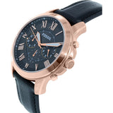 Fossil Grant Chronograph Grey Dial Black Leather Strap Watch for Men - FS5085 Authentic Buy Shop Now