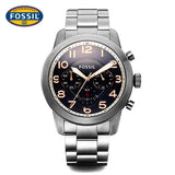 Fossil Pilot 54 Chronograph Navy Blue Dial Silver Steel Strap Watch for Men - FS5203 Authentic Buy Shop Now