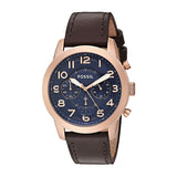 Fossil Pilot 54 Chronograph Blue Dial Brown Leather Strap Watch for Men - FS5204 Authentic Buy Shop Now