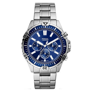 Fossil Garrett Chronograph Blue Dial Silver Steel Strap Watch for Men - FS5623 Authentic Buy Shop Now