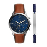 Fossil Neutra Chronograph Blue Dial Brown Leather Strap Watch for Men - FS5453 Authentic Buy Shop Now
