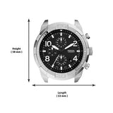 Fossil Bronson Chronograph Black Dial Silver Steel Strap Watch for Men - FS5710 Authentic Buy Shop Now