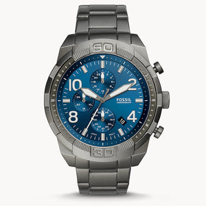 Fossil Bronson Chronograph Blue Dial Grey Steel Strap Watch for Men - FS5711 Authentic Buy Shop Now