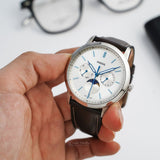 Fossil Neutra Minimalist Moonphase Silver Dial Brown Leather Strap Watch for Men - FS5905 Authentic Buy Shop Now