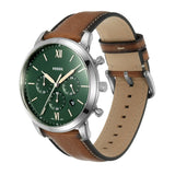 Fossil Neutra Chronograph Green Dial Brown Leather Strap Watch for Men - FS5735 Authentic Buy Shop Now