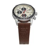 Fossil Sport Tourer Chronograph White Dial Brown Leather Strap Watch for Men - FS6042 Authentic Buy Shop Now