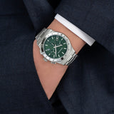 Salvatore Ferragamo 1927 Chrono Green Dial Silver Steel Strap Watch for Men - SFKZ00423 Authentic Buy Shop Now