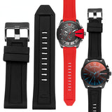 Diesel Mega Chief Chronograph Black Dial Red Silicone Strap Watch For Men - DZ4427 Authentic Buy Shop Now
