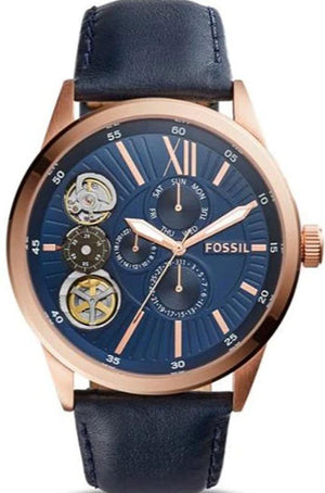 Fossil Flynn Mechanical Blue Dial Blue Leather Strap Watch for Men - BQ2219 Authentic Buy Shop Now