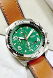 Fossil Bronson Chronograph Green Dial Brown Leather Strap Watch for Men - FS5738 Authentic Buy Shop Now