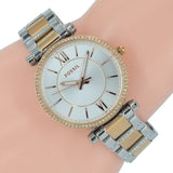Fossil Carlie Silver Dial Two Tone Steel Strap Watch for Women - ES4342 Authentic Buy Shop Now