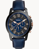 Fossil Grant Chronograph Black Dial Blue Leather Strap Watch for Men - FS5061 Authentic Buy Shop Now