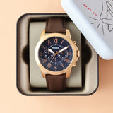 Fossil Grant Chronograph Blue Dial Brown Leather Strap Watch for Men - FS5068 Authentic Buy Shop Now