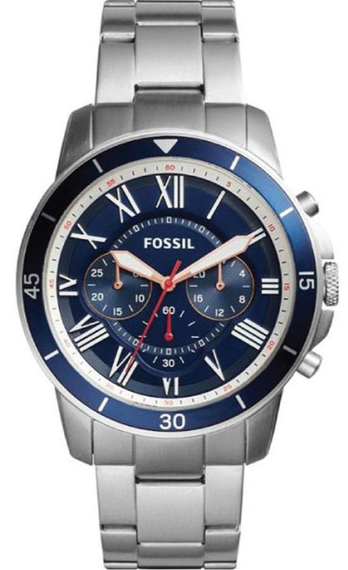 Fossil Grant Sport Chronograph Blue Dial Silver Steel Strap Watch for Men - FS5238 Authentic Buy Shop Now
