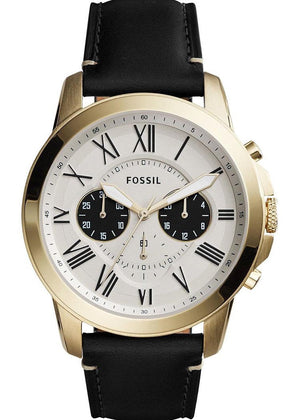 Fossil Grant Chronograph White Dial Black Leather Strap Watch for Men - FS5272 Authentic Buy Shop Now
