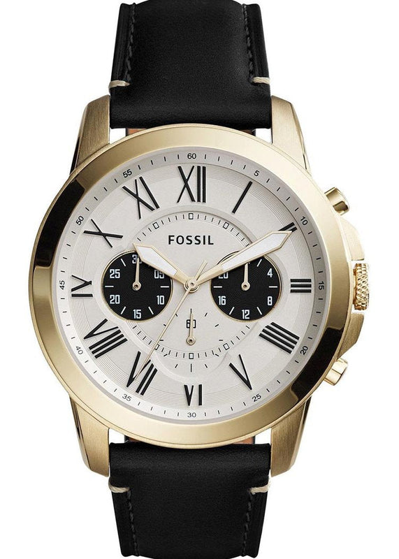 Fossil Grant Chronograph White Dial Black Leather Strap Watch for Men - FS5272 Authentic Buy Shop Now
