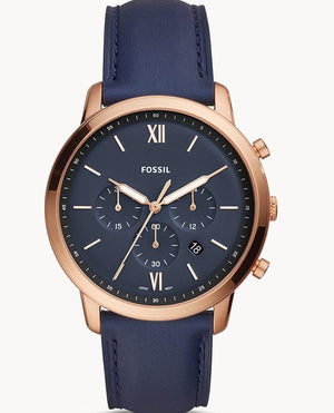 Fossil Neutra Chronograph Blue Dial Blue Leather Strap Watch for Men - FS5454 Authentic Buy Shop Now