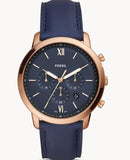 Fossil Neutra Chronograph Blue Dial Blue Leather Strap Watch for Men - FS5454 Authentic Buy Shop Now