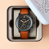 Fossil Goodwin Luggage Chronograph Black Dial Brown Leather Strap Watch for Men - FS5501 Authentic Buy Shop Now