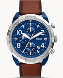 Fossil Nate Chronograph Navy Blue Dial Brown Leather Strap Watch for Men - JR1504 Authentic Buy Shop Now