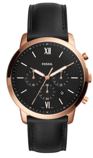 Fossil Neutra Chronograph Black Dial Black Leather Strap Watch for Men - FS5381 Authentic Buy Shop Now