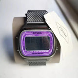 Fossil Retro Digital Purple Dial Grey Mesh Strap Watch for Men - FS5888 Authentic Buy Shop Now