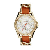 Fossil Riley Multifunction White Dial Orange Leather Strap Watch for Women - ES3723 Authentic Buy Shop Now