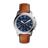 Fossil Grant Chronograph Blue Dial Brown Leather Strap Watch for Men - FS5210 Authentic Buy Shop Now