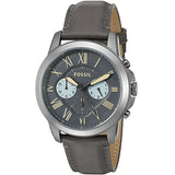 Fossil Grant Chronograph Gunmetal Grey Dial Grey Leather Strap Watch for Men - FS5183 Authentic Buy Shop Now