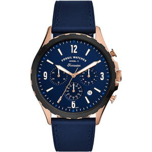 Fossil Forrester Chronograph Blue Dial Blue Leather Strap Watch for Men - FS5814 Authentic Buy Shop Now