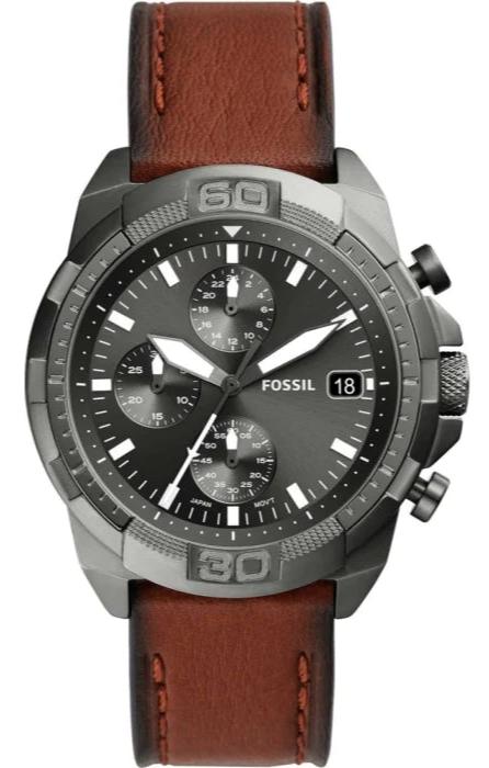 Fossil Bronson Chronograph Grey Dial Brown Leather Strap Watch for Men - FS5855 Authentic Buy Shop Now