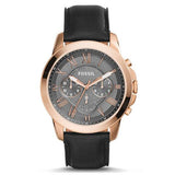 Fossil Grant Chronograph Grey Dial Black Leather Strap Watch for Men - FS5085 Authentic Buy Shop Now