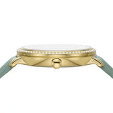 Fossil Jacqueline Analog Moonphase Mother of Pearl White Dial Green Leather Strap Watch for Women - ES5168 Authentic Buy Shop Now