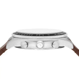 Fossil Sport Tourer Chronograph White Dial Brown Leather Strap Watch for Men - FS6042 Authentic Buy Shop Now