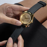 Guess Cubed Analog Gold Dial Black Silicone Strap Watch For Women - GW0665L1 Authentic Buy Shop Now