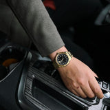 Versace Hellenyium Quartz Black Dial Gold Steel Strap Watch For Men - VE3A00820 Authentic Buy Shop Now