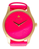 Gucci G Timeless Quartz Pink Dial Pink Leather Strap Watch For Women - YA1264115 Authentic Buy Shop Now