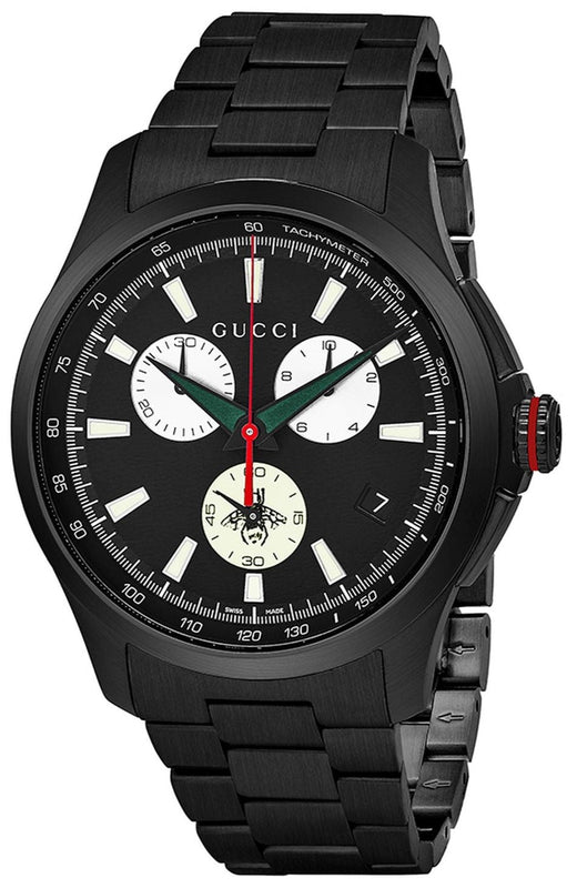 Gucci G-Timeless Chronograph Black Dial Black Steel Strap Watch For Men - YA126268 Authentic Buy Shop Now