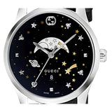 Gucci G-Timeless Moonphase Black Dial Black Leather Strap Watch For Men - YA126327 Authentic Buy Shop Now
