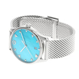 Gucci G-Timeless Turquoise Mother of Pearl Dial Silver Mesh Bracelet Watch For Women - YA126582 Authentic Buy Shop Now