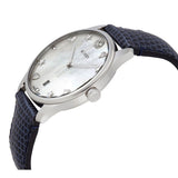 Gucci G-Timeless Signature Mother of Pearl Silver Dial Blue Leather Strap Watch For Women - YA1264049 Authentic Buy Shop Now