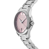 Gucci G Timeless Pink Dial Silver Steel Strap Watch For Women - YA126524 Authentic Buy Shop Now