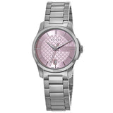 Gucci G Timeless Pink Dial Silver Steel Strap Watch For Women - YA126524 Authentic Buy Shop Now