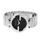 Gucci G Interlocking Black Dial Silver Steel Strap Watch For Women - YA133307 Authentic Buy Shop Now