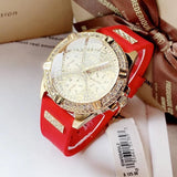 Guess Frontier Diamonds Gold Dial Red Rubber Strap Watch for Women - GW0045L2 Authentic Buy Shop Now