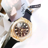 Guess Zeus Chronograph Diamonds Black Dial Black Silicone Strap Watch For Men - GW0208G2 Authentic Buy Shop Now