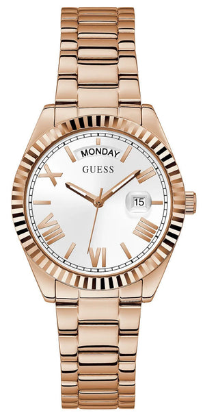 Guess Luna White Dial Rose Gold Steel Strap Watch for Women - GW0308L3 Authentic Buy Shop Now