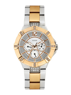 Guess Vista Analog Diamonds Silver Dial Two Tone Steel Strap Watch for Women - W0024L1 Authentic Buy Shop Now