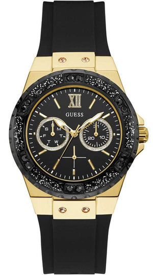Guess Black Dial Black Rubber Strap Watch For Women - W1053L7 Authentic Buy Shop Now